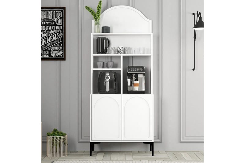 Kaffebarskåp Hazim Två Vit / Svart - Vit / Svart - Förvaring - Skåp - Barskåp