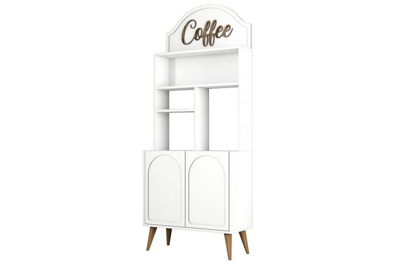 Kaffebarskåp Hazim Två Vit / Valnöt - Vit / Valnöt - Förvaring - Skåp - Barskåp