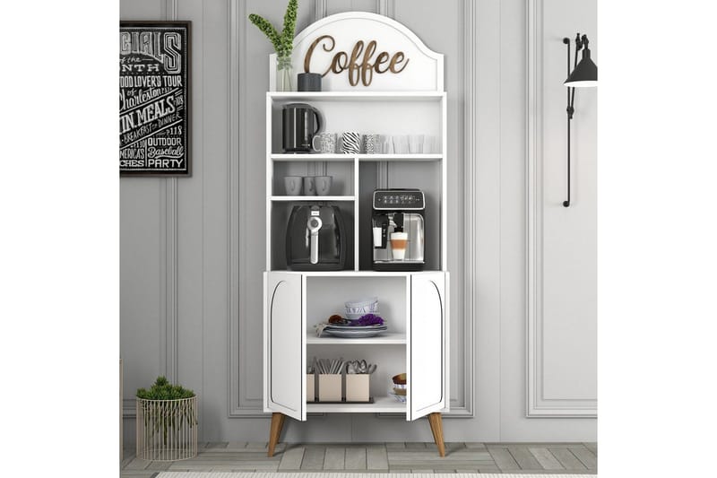 Kaffebarskåp Hazim Två Vit / Valnöt - Vit / Valnöt - Förvaring - Skåp - Barskåp