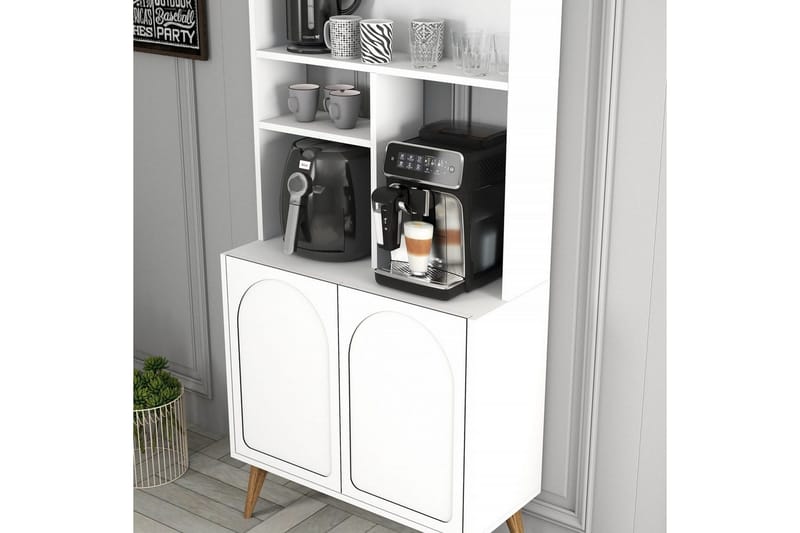 Kaffebarskåp Hazim Två Vit / Valnöt - Vit / Valnöt - Förvaring - Skåp - Barskåp