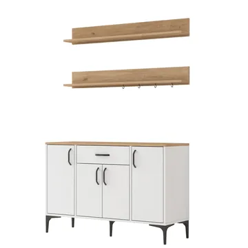 Kalvik Multifunktionsskåp 120x78,6x40 cm - Vitt och valnöt - Förvaring - Skåp - Förvaringsskåp