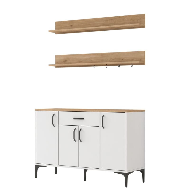Kalvik Multifunktionsskåp 120x78,6x40 cm - Vitt och valnöt - Förvaring - Skåp - Förvaringsskåp