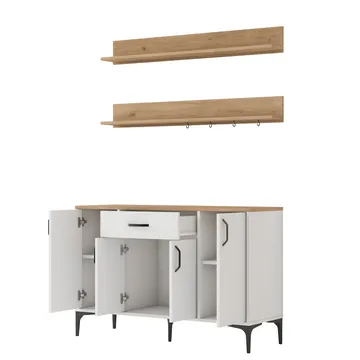 Kalvik Multifunktionsskåp 120x78,6x40 cm - Vitt och valnöt - Förvaring - Skåp - Förvaringsskåp