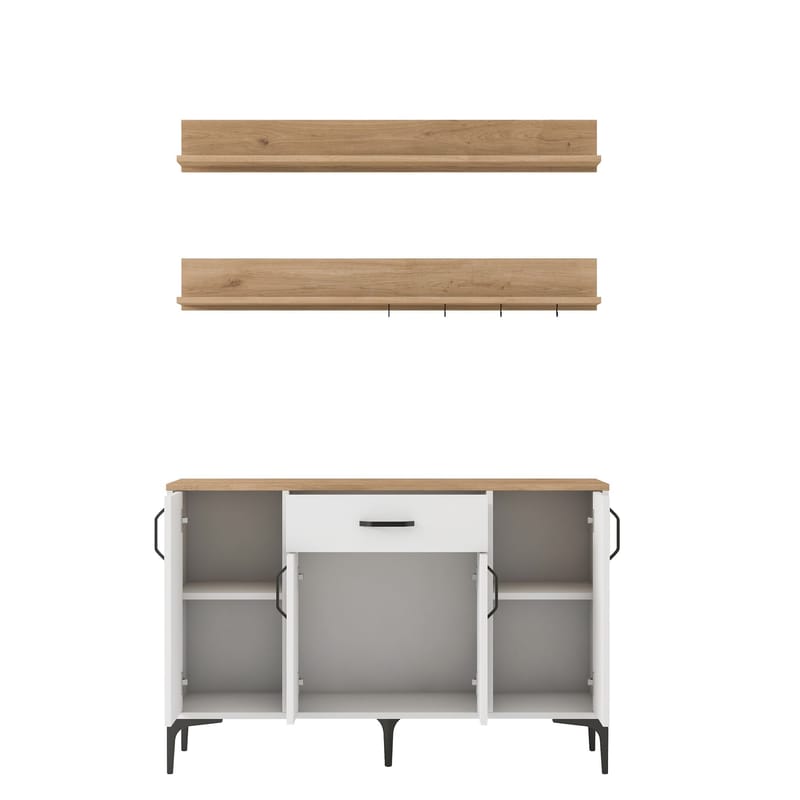 Kalvik Multifunktionsskåp 120x78,6x40 cm - Vitt och valnöt - Förvaring - Skåp - F örvaringsskåp