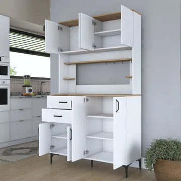 Kaolins Multifunktionsskåp 120x204,2x45 cm - Vitt och valnöt - Förvaring - Skåp - Förvaringsskåp
