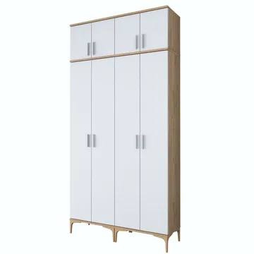 Keldan Hallställ 120x240x37,5 cm - Valnöt och vit - Förvaring - Skåp - Förvaringsskåp