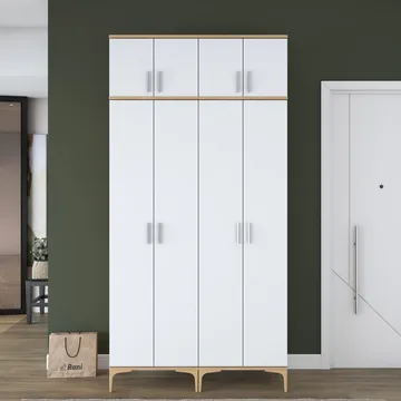 Keldan Hallställ 120x240x37,5 cm - Valnöt och vit - Förvaring - Skåp - Förvaringsskåp