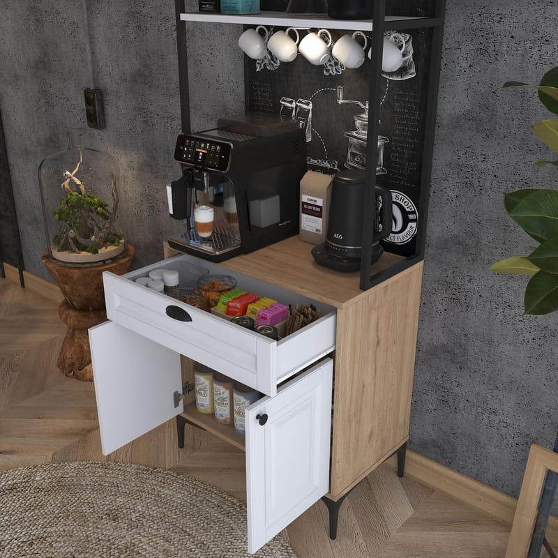 Keldan Multifunktionsskåp 70x184,6x40 cm - Valnöt och vit - Förvaring - Skåp - Förvaringsskåp