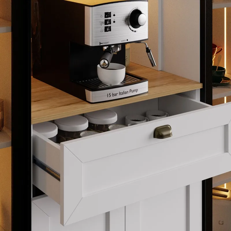 Kuro Kaffebord 160x190x44 cm - Vit - Förvaring - Skåp - Vitrinskåp