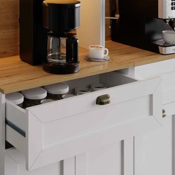 Kuro Kaffebord 160x190x44 cm - Vit - Förvaring - Skåp - Vitrinskåp