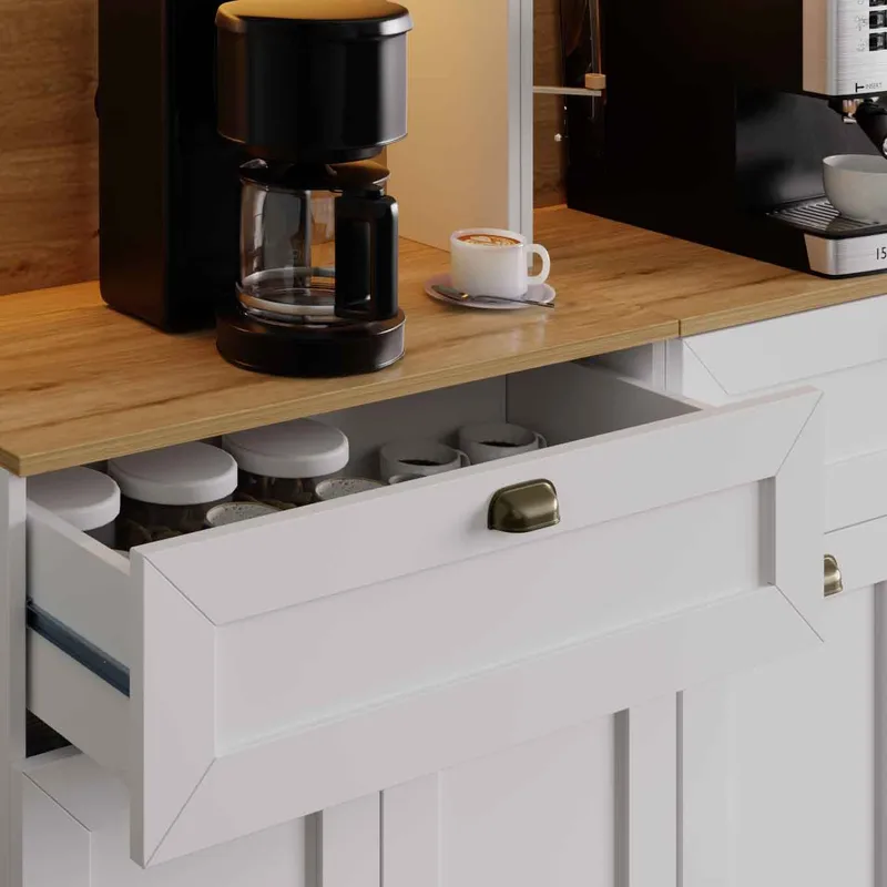 Kuro Kaffebord 160x190x44 cm - Vit - Förvaring - Skåp - Vitrinskåp