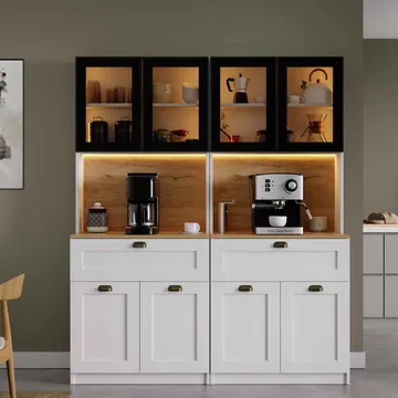 Kuro Kaffebord 160x190x44 cm - Vit - Förvaring - Skåp - Vitrinskåp