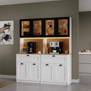 Kuro Kaffebord 160x190x44 cm - Vit - Förvaring - Skåp - Vitrinskåp