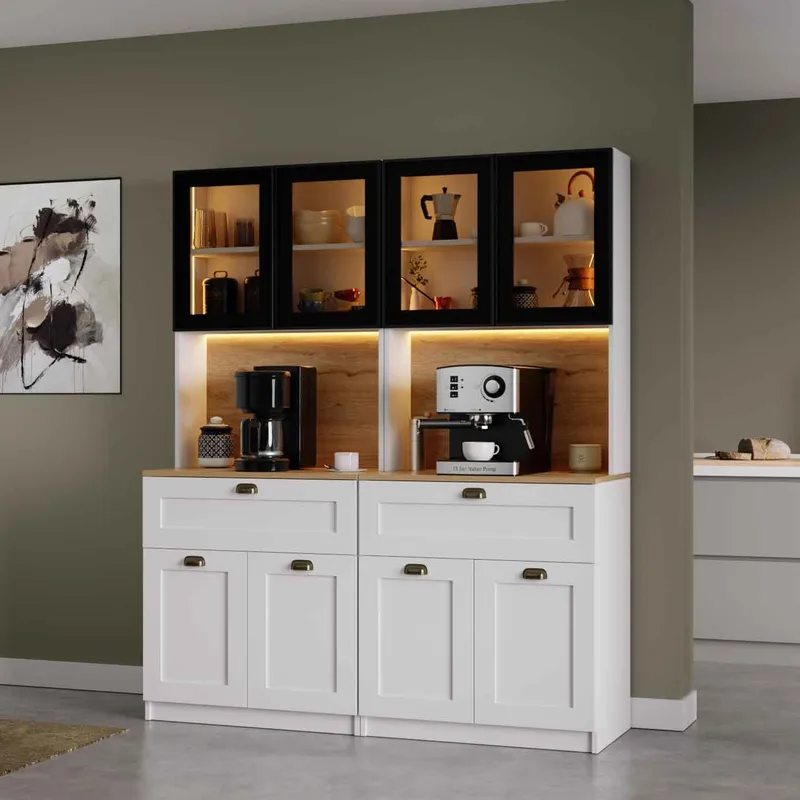 Kuro Kaffebord 160x190x44 cm - Vit - Förvaring - Skåp - Vitrinskåp