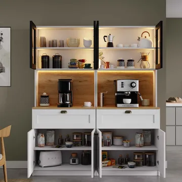 Kuro Kaffebord 160x190x44 cm - Vit - Förvaring - Skåp - Vitrinskåp