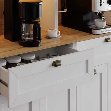 Kuro Kaffebord 240x190x44 cm - Vit - Förvaring - Skåp - Vitrinskåp
