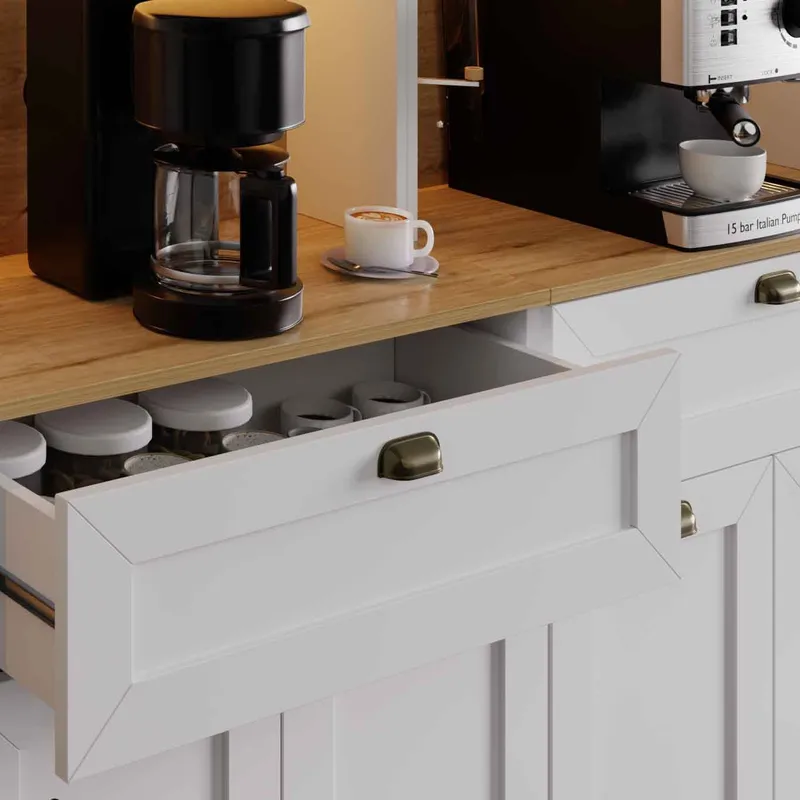 Kuro Kaffebord 240x190x44 cm - Vit - Förvaring - Skåp - Vitrinskåp