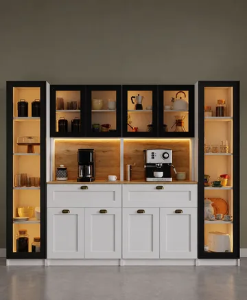 Kuro Kaffebord 240x190x44 cm - Vit - Förvaring - Skåp - Vitrinskåp