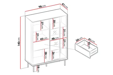 Levisa Vitrinskåp 98x140 cm - Cashmere - Förvaring - Skåp - Vitrinskåp