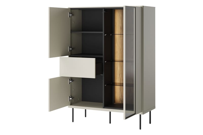 Levisa Vitrinskåp 98x140 cm - Cashmere - Förvaring - Skåp - Vitrinskåp