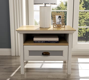 Lilena Sängbord 60 cm - Crème, ek, grå - Förvaring - Skåp - Förvaringsskåp