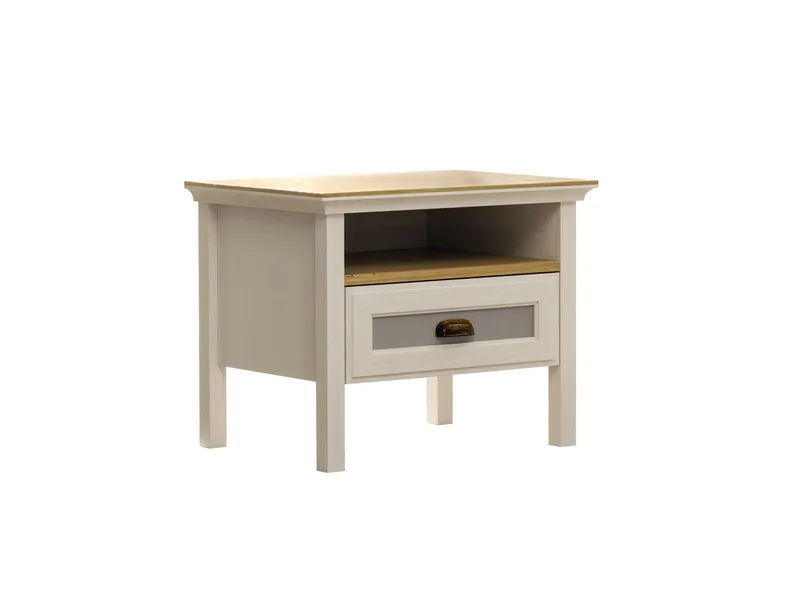 Lilena Sängbord 60 cm, Crème, ek, grå