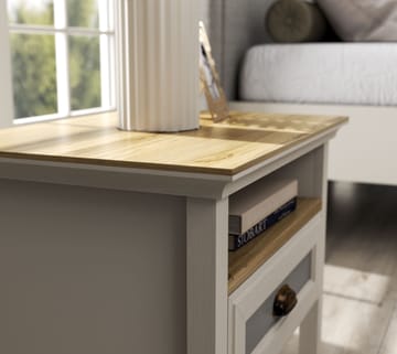 Lilena Sängbord 60 cm - Crème, ek, grå - Förvaring - Skåp - Förvaringsskåp