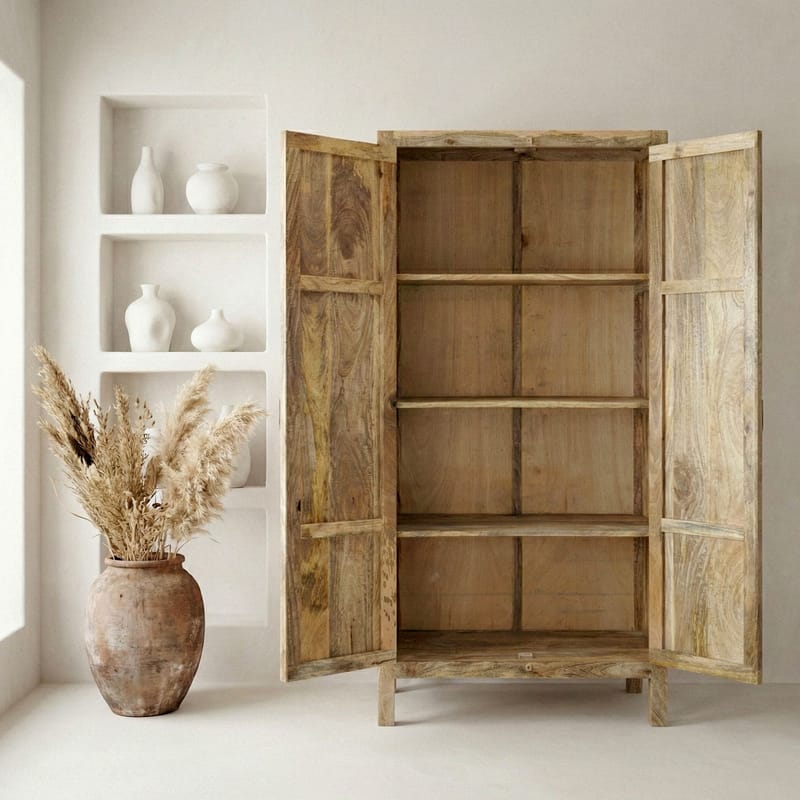 Livino Förvaringsskåp 90x180 cm 3D-mönster Industriell stil - naturbrun och svart - Förvaring - Skåp - Förvaringsskåp