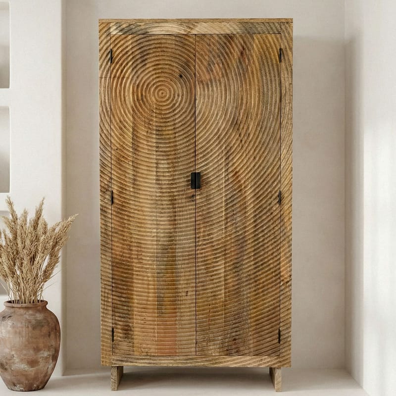 Livino Förvaringsskåp 90x180 cm 3D-mönster Industriell stil - naturbrun och svart - Förvaring - Skåp - Förvaringsskåp