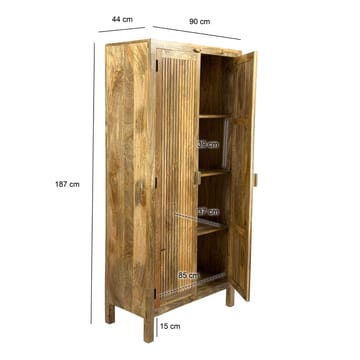 Livira Förvaringsskåp 90x187 cm Ribbdesign Lantlig stil - naturbrun - Förvaring - Skåp - Förvaringsskåp