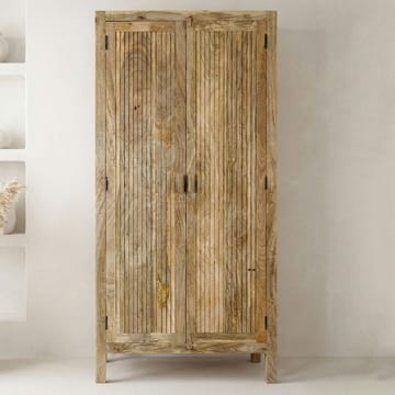 Livira Förvaringsskåp 90x187 cm Ribbdesign Lantlig stil - naturbrun - Förvaring - Skåp - Förvaringsskåp