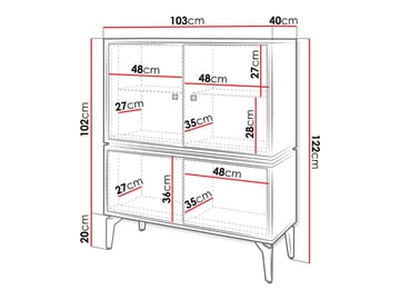 Lorvenn Vitrinskåp 103x122 cm - Brun/Svart - Förvaring - Skåp - Vitrinskåp