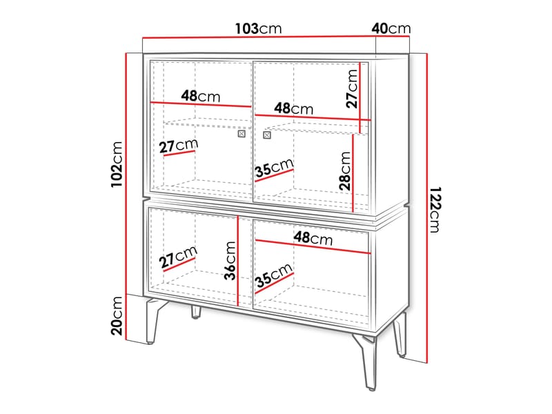 Lorvenn Vitrinskåp 103x122 cm - Brun/Svart - Förvaring - Skåp - Vitrinskåp