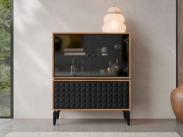 Lorvenn Vitrinskåp 103x122 cm - Brun/Svart - Förvaring - Skåp - Vitrinskåp