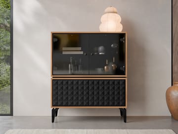 Lorvenn Vitrinskåp 103x122 cm - Brun/Svart - Förvaring - Skåp - Vitrinskåp