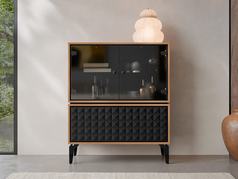 Lorvenn Vitrinskåp 103x122 cm - Brun/Svart - Förvaring - Skåp - Vitrinskåp