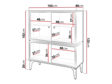 Lorvenn Vitrinskåp 103x122 cm - Brun/Svart - Förvaring - Skåp - Vitrinskåp
