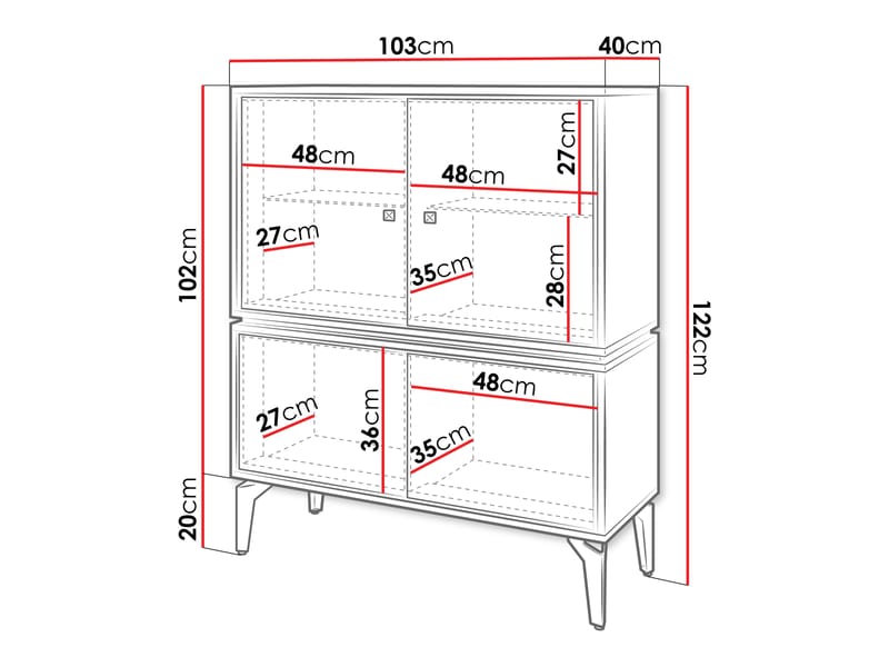 Lorvenn Vitrinskåp 103x122 cm - Brun/Svart - Förvaring - Skåp - Vitrinskåp