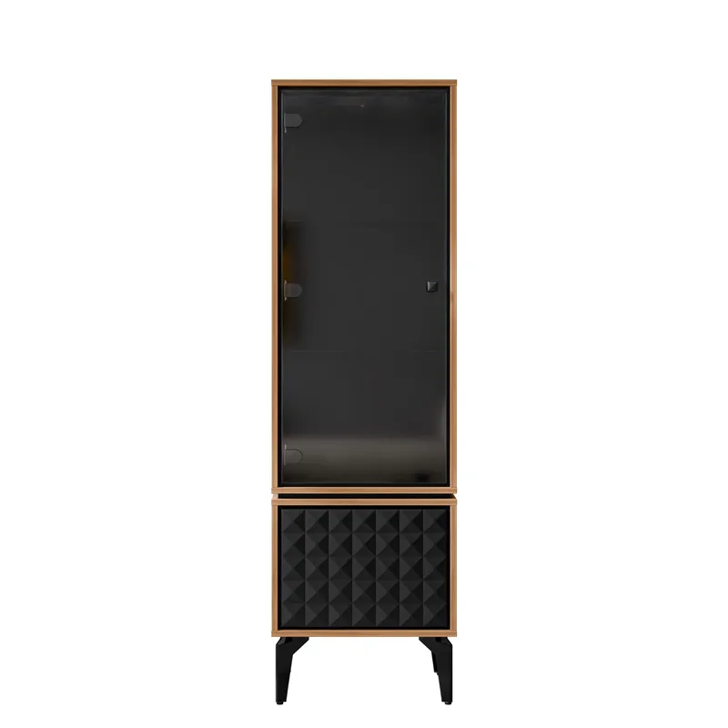 Lorvenn Vitrinskåp 54x182 cm, Brun/Svart