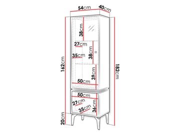 Lorvenn Vitrinskåp 54x182 cm - Brun/Svart - Förvaring - Skåp - Vitrinskåp