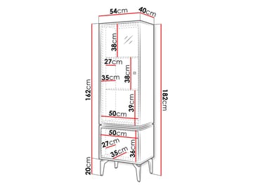 Lorvenn Vitrinskåp 54x182 cm - Brun/Svart - Förvaring - Skåp - Vitrinskåp
