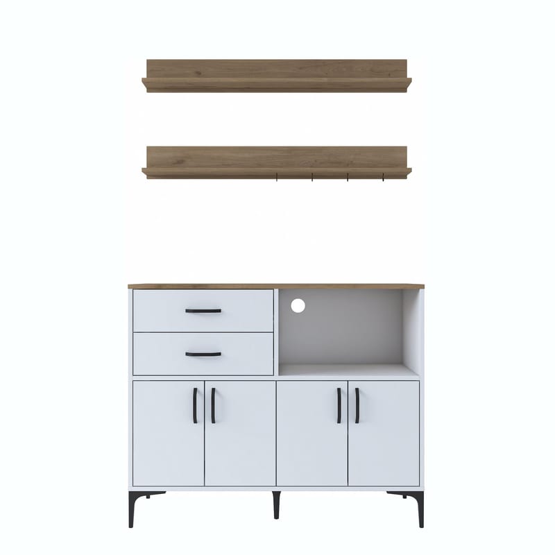 Lorvik Multifunktionsskåp 120x98,8x40 cm - Vitt och valnöt - Förvaring - Skåp - F örvaringsskåp