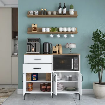 Lorvik Multifunktionsskåp 120x98,8x40 cm - Vitt och valnöt - Förvaring - Skåp - Förvaringsskåp