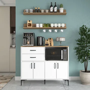 Lorvik Multifunktionsskåp 120x98,8x40 cm - Vitt och valnöt - Förvaring - Skåp - Förvaringsskåp