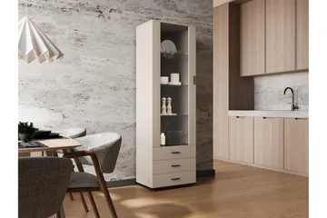 Lyrosen Vitrinskåp 60x192 cm - Beige - Förvaring - Skåp - Vitrinskåp