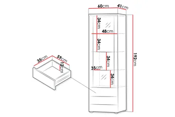 Lyrosen Vitrinskåp 60x192 cm - Beige - Förvaring - Skåp - Vitrinskåp