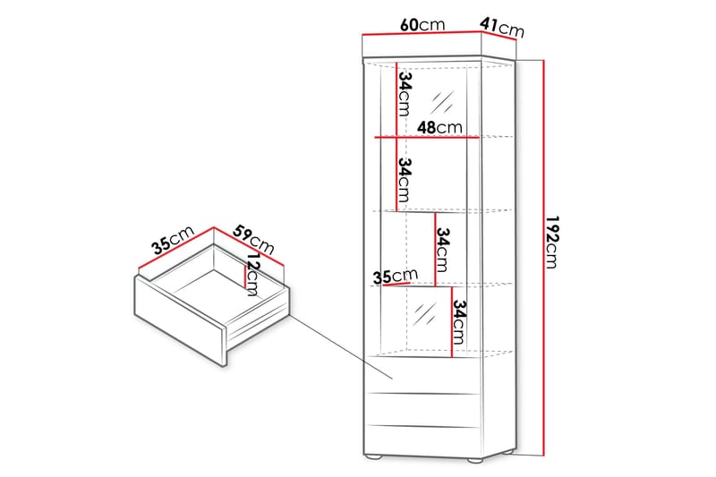Lyrosen Vitrinskåp 60x192 cm - Beige - Förvaring - Skåp - Vitrinskåp