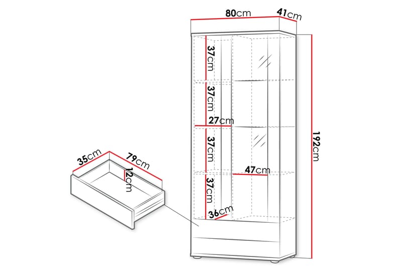 Lyrosen Vitrinskåp 80x19 cm - Beige - Förvaring - Skåp - Vitrinskåp
