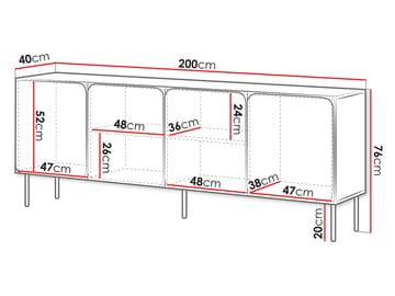 Marros Skänk 200 cm - Toskanskt röd - Förvaring - Skåp - Barskåp