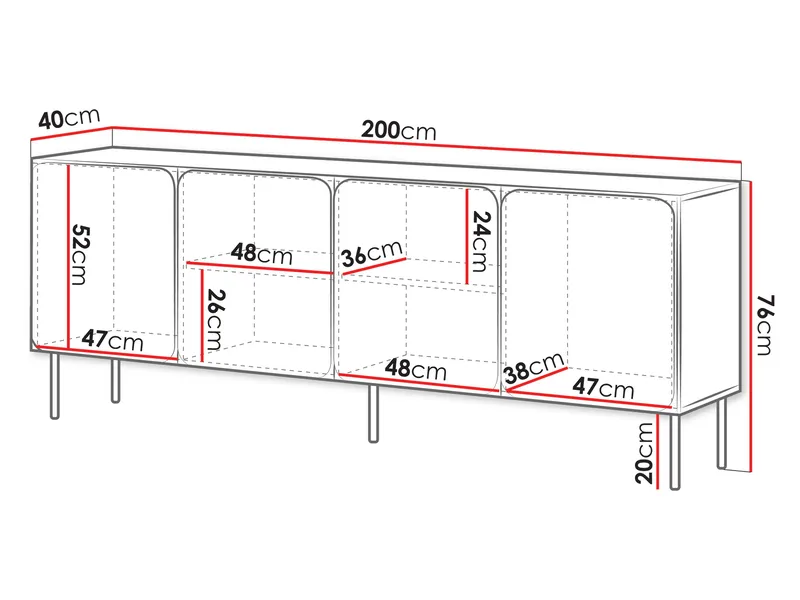 Marros Skänk 200 cm - Toskanskt röd - Förvaring - Förvaringsmöbler - Sideboard & skänk